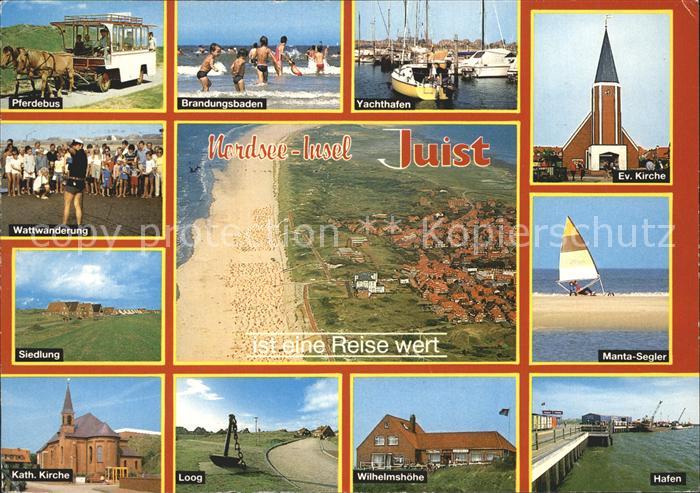 Juist Nordseebad Evangelische Kirche Hafen Loog Pferdebus Yachthafen