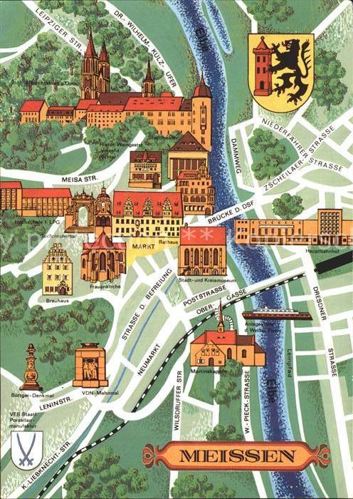 Meissen Elbe Sachsen Srassenkarte