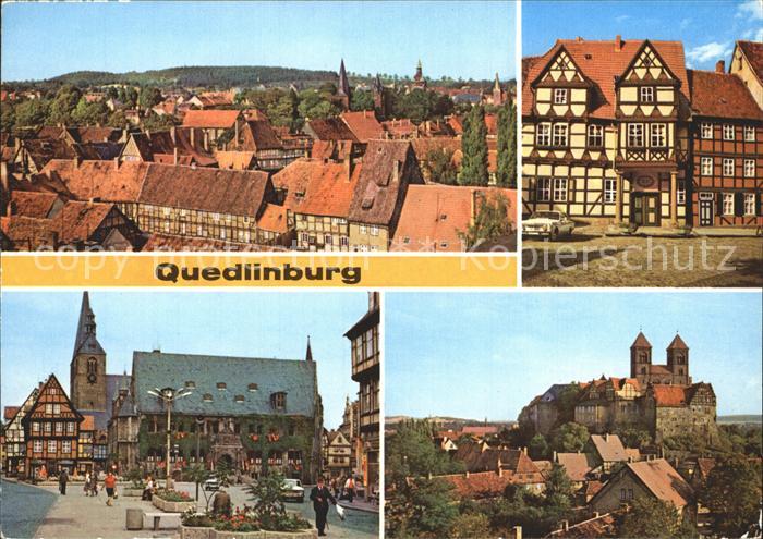 Quedlinburg Harz Blick vom Schlossberg Klopstockhaus Markt Blick vom Muenzenberg
