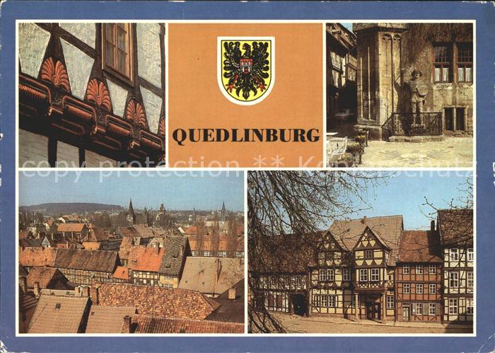 Quedlinburg Harz Stieg Roland am Rathaus Blick vom Burgberg Klopstockhaus Schlos