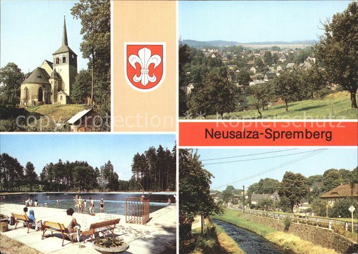 Neusalza-Spremberg Kirche Teilansicht Freibad An der Spree