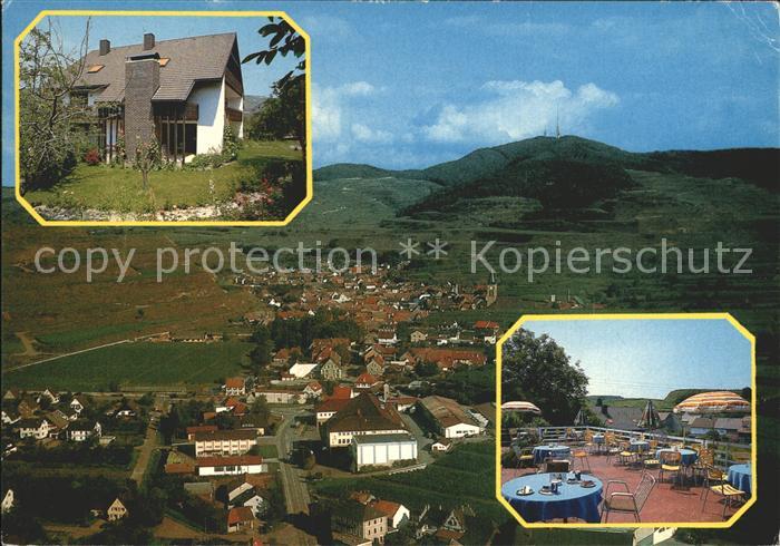 Vogtsburg Kaiserstuhl Cafe Vogesenblick mit Gaestehaus Rosengarten