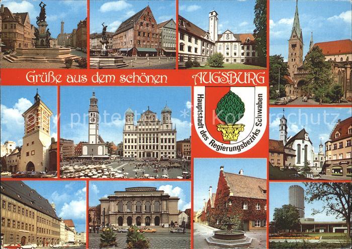 Augsburg Brunnen Rathaus Perlachturm