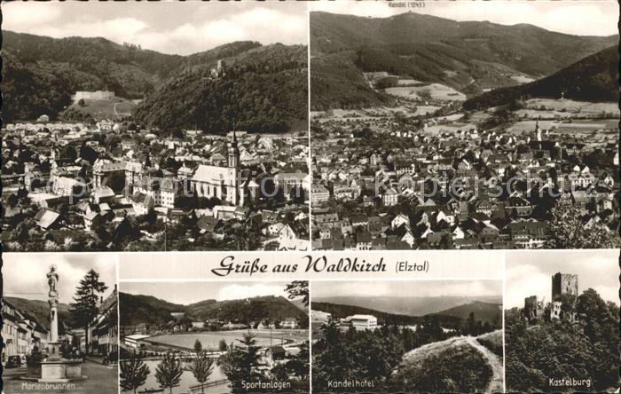 Waldkirch Breisgau Kastelburg Kandelhotel Sportnalagen Marienbrunnen