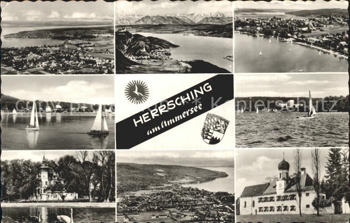 Herrsching Ammersee Kirche Segelboot Fliegeraufnahme