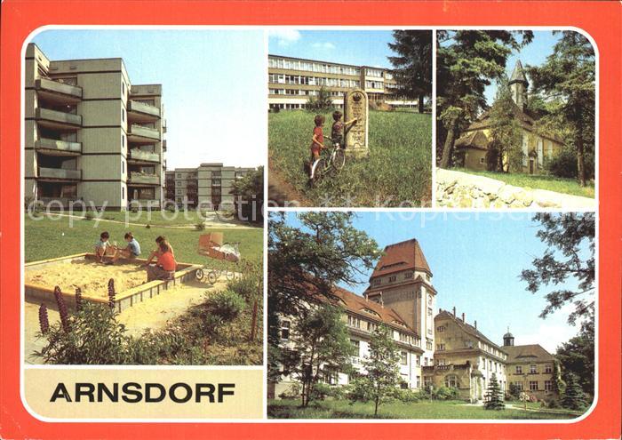 Arnsdorf Dresden Zwoelfeckhaeuser Postmeilensaeule Dorfkirche