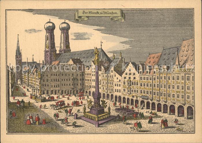 Muenchen Bayern Marienplatz Stich von M. Merian