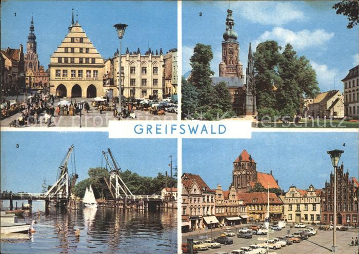 Greifswald Mecklenburg Vorpommern Rathaus Nikolaidom Wiecker Bruecke Paltz der F