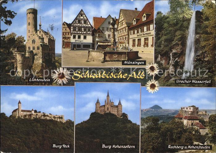 Muensingen Lichtenstein Uracher Wasserfall Burg Hohenzollern Teck