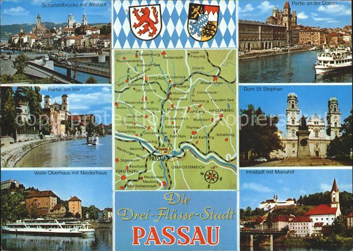 PAssAU Bayern Schanzelbruecke Veste Oberhaus Niederhaus Mariahilf Dom St. Stepha