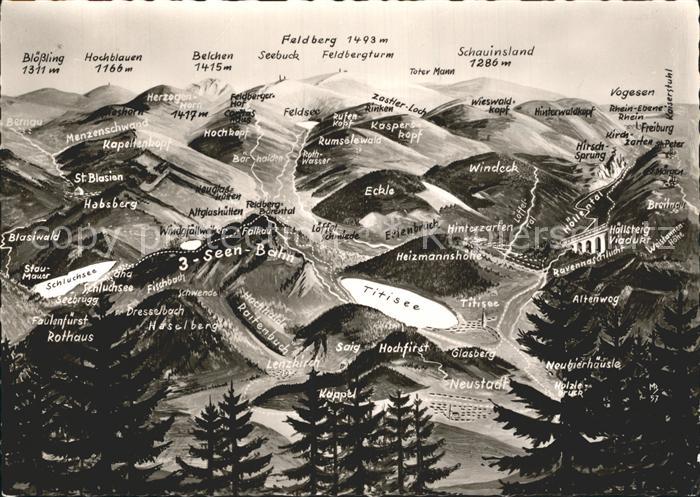 Feldberg Schwarzwald Panoramakarte Schauinsland Belchen Hochblauen