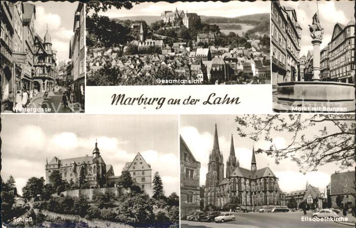 Marburg Lahn Markt Brunnen Elisabethkirche Wettergasse