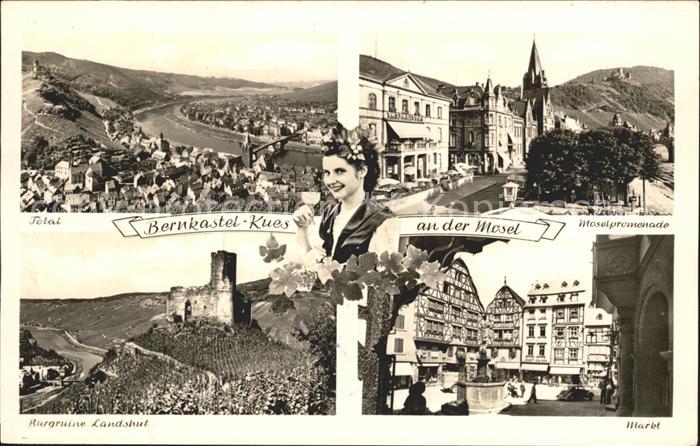 BERNKASTEL-KUES Berncastel Rheinland-Pfalz Markt Moselpromenade Totalansicht Bur