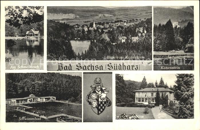 Bad Sachsa Harz Katzenstein Schmelzteich Schwimmbad Badehaus Blick vom Katzenste