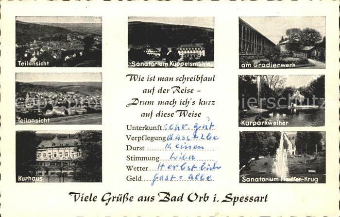 Bad Orb Gradierwerk Kurparkweiher Sanatorium Pfeiffer Krug Kurhaus Teilansicht