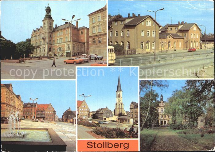 Stollberg Erzgebirge Rathaus Bahnhof MarktplatzOberschule Hans Beimler