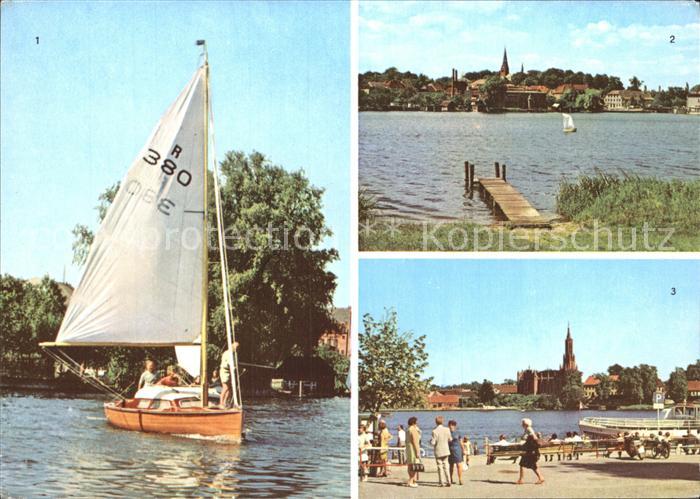 Malchow See Blick zur Stadt Bootsanlegestelle