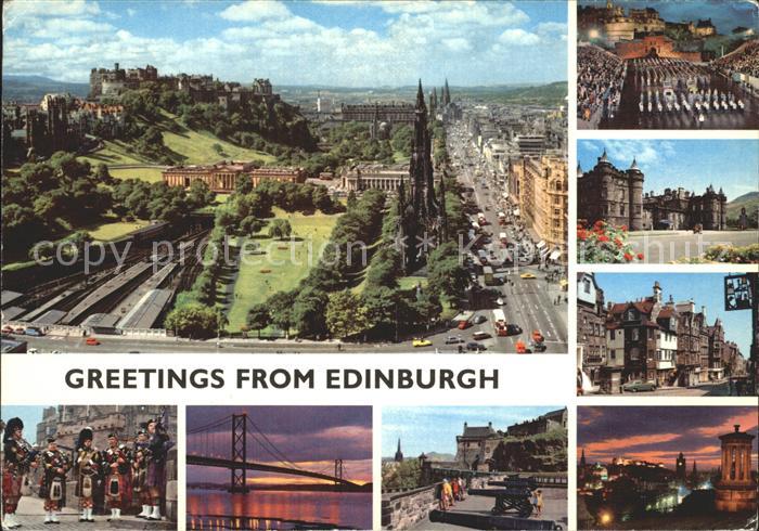 Edinburgh Scotland Fliegeraufnahme Dudelsackspieler Burg