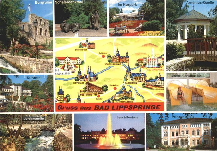 Bad Lippspringe Arminius Quelle Kurpark Burgruine Kurhotel Jordanquelle