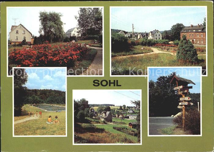 Sohl Bad Elster Parkanlage Teilansicht Freibad Wegweiser