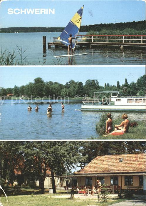Schwerin Mecklenburg Bootssteg Surfer Schweriner See Sportheim der KWV