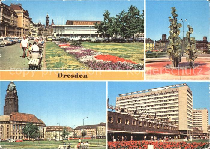 DRESDEN Elbe Altmarkt Glasbrunnen Rathaus Prager Strasse