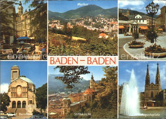 BADEN-BADEN BW Friedrichsbad Merkur Fussgaengerzone St Bernhard Stiftskirche Au