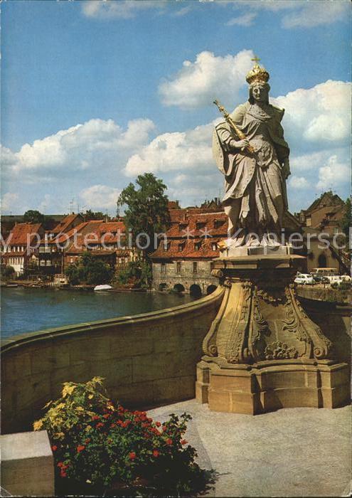 Bamberg Hl Kunigunde auf der Unteren Bruecke mit Blick auf Klein Venedig