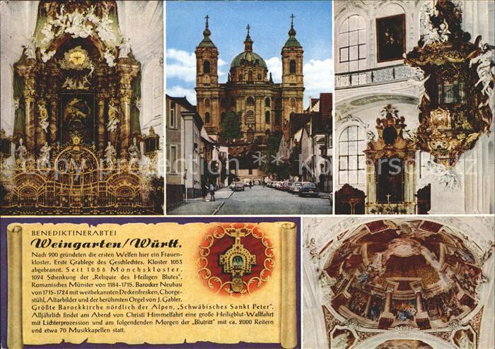 Weingarten Wuerttemberg Barockkirche Altar Kanzel Deckenfresken