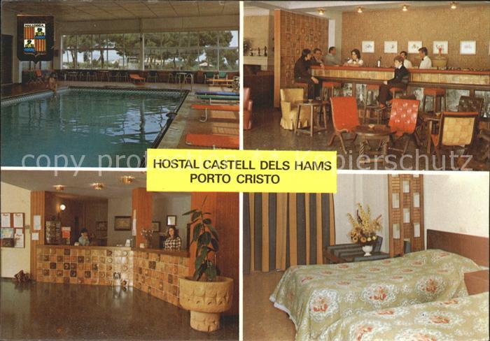 Porto Cristo Hostal Castell dels Hams Hallenbad Bar Rezeption Zimmer