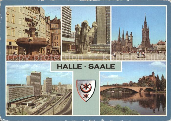 Halle Saale Eselsbrunnen Thaelmannplatz Markt Marktkirche Roter Turm Burg Giebic