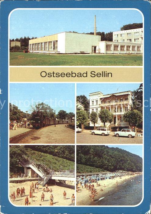 Sellin Ruegen FDGB Erholungsheime Klubhaus und Haus Sellin Kleinbahn Strandtrepp