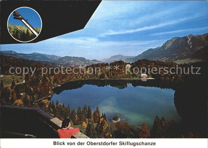 Oberstdorf Heini Kopfer Skiflugschanze Blick auf Freibergsee