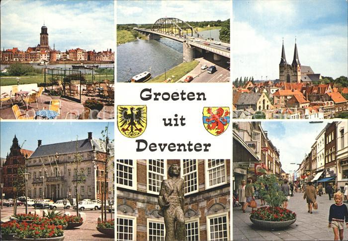 Deventer Schloss Bruecke Kirche Statue Fussgaengerzone