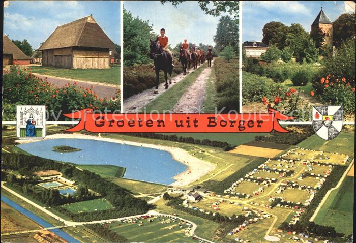 Borger Drenthe Campingplatz Fliegeraufnahme Bungalow Reiter Kirche