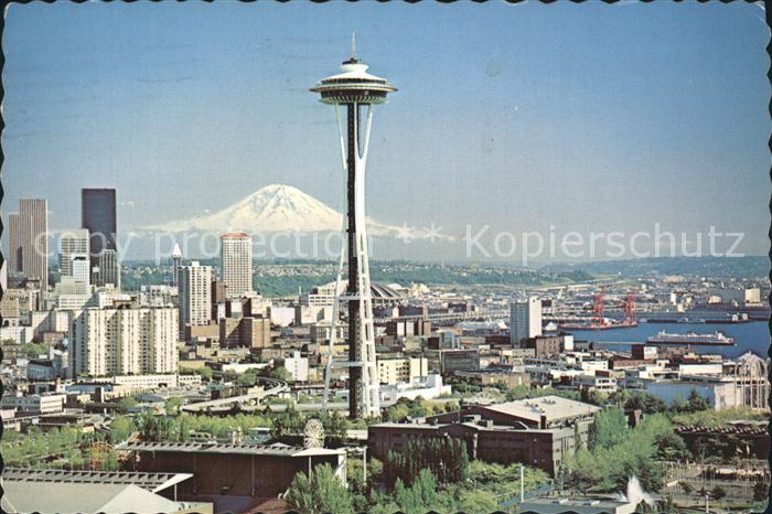 Seattle Space Needle and Mt. Rainier