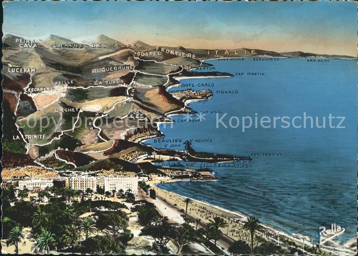 Nice Alpes Maritimes Panorama Karte Cote D`Azur
