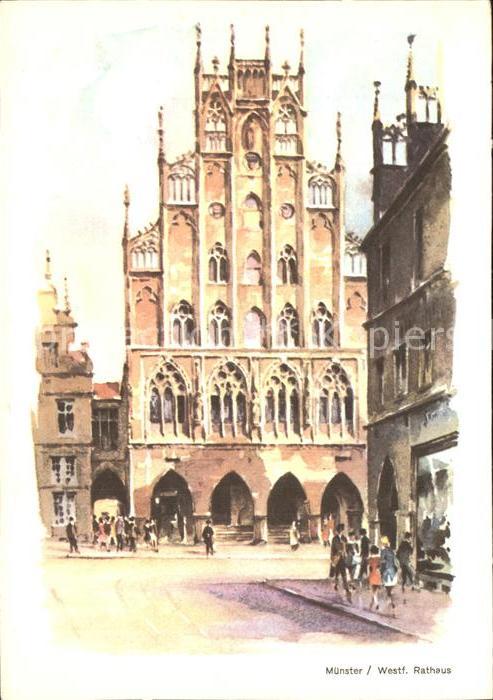 Muenster Westfalen Rathaus Kuenstlerkarte