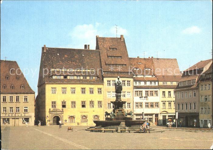 Freiberg Sachsen Obermarkt mit Brunnen Otto der Reiche
