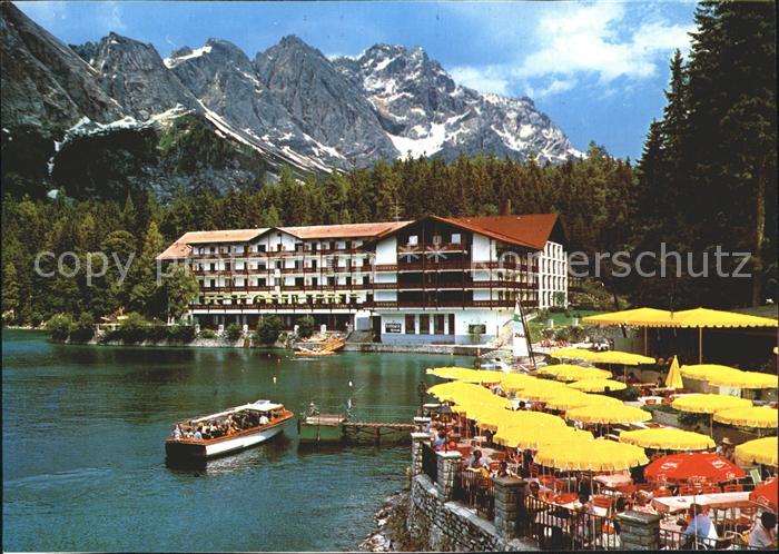 Eibsee Eibseehotel und Pavillon mit Zugspitze