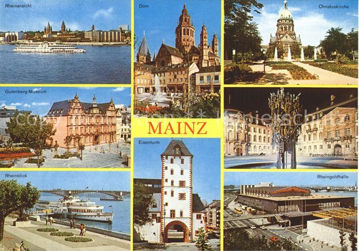 Mainz Rhein Rheinansicht Christuskirche Dom Rheingoldhalle