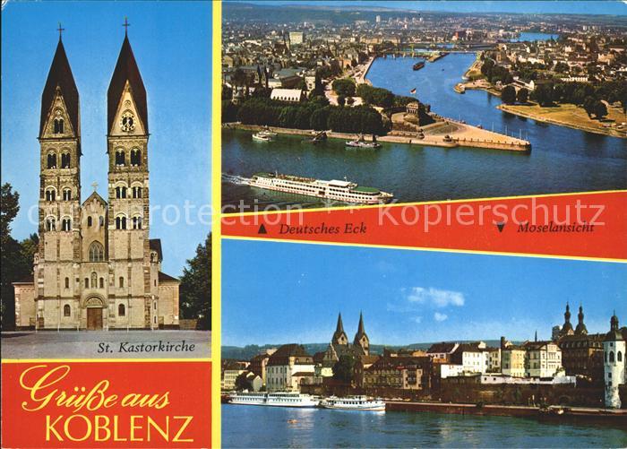 Koblenz Rhein Deutsches Eck Moselansicht Sankt Kastorkirche