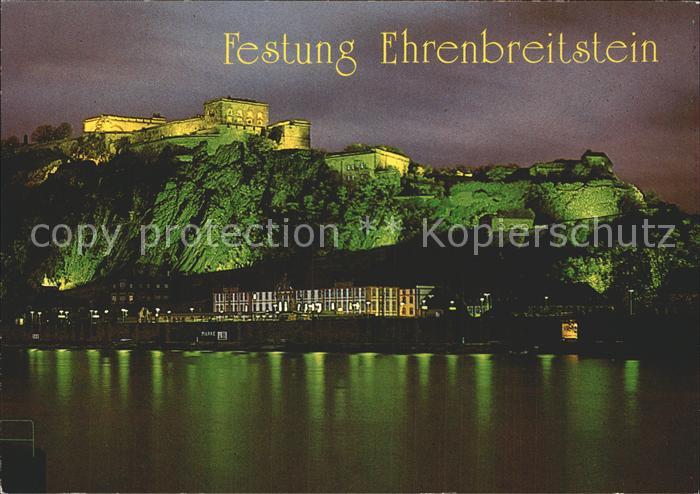Koblenz Rhein Festung Ehrenbreitstein Nacht
