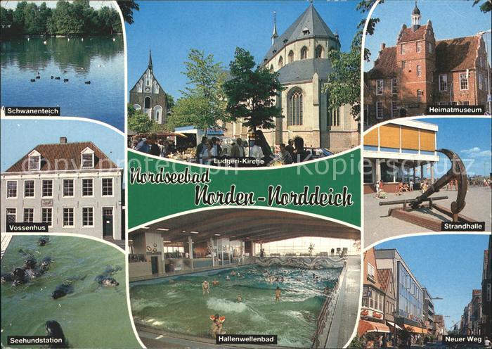Norden Norddeich Ostfriesland Schwanenteich Ludgeri Kirche Seehundstation