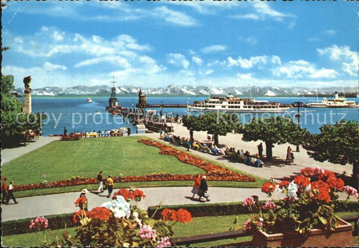 Konstanz Bodensee Uferpromenade Schiffe See Berge
