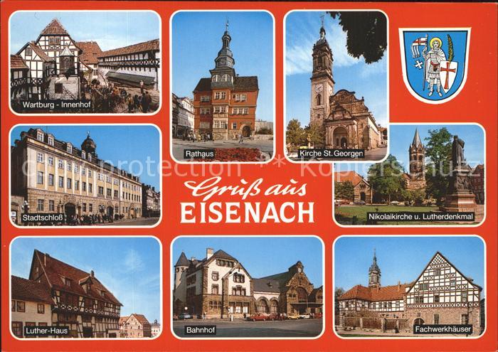 Eisenach Thueringen Lutherdenkmal Kirche Rathaus Wartburg