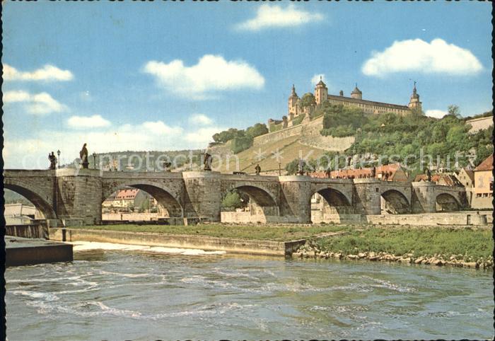 WueRZBURG Bayern Alte Mainbruecke Festung Marienberg