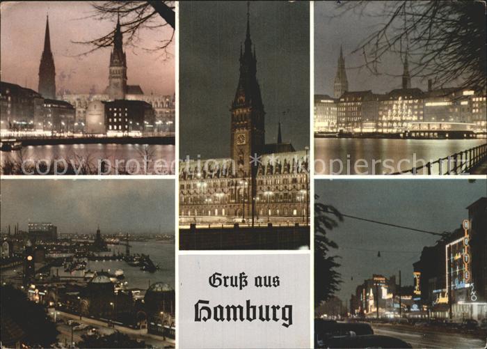 HAMBURG  CITY Michaeliskirche Rathaus Nachtaufnahmen