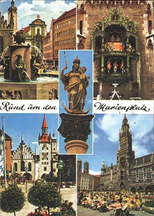 Muenchen Bayern Fischbrunnen Glockenspiel Altes Rathaus Neues Rathaus