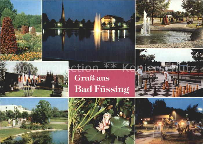 Bad Fuessing Schachspiel Brunnen Weiher im Park